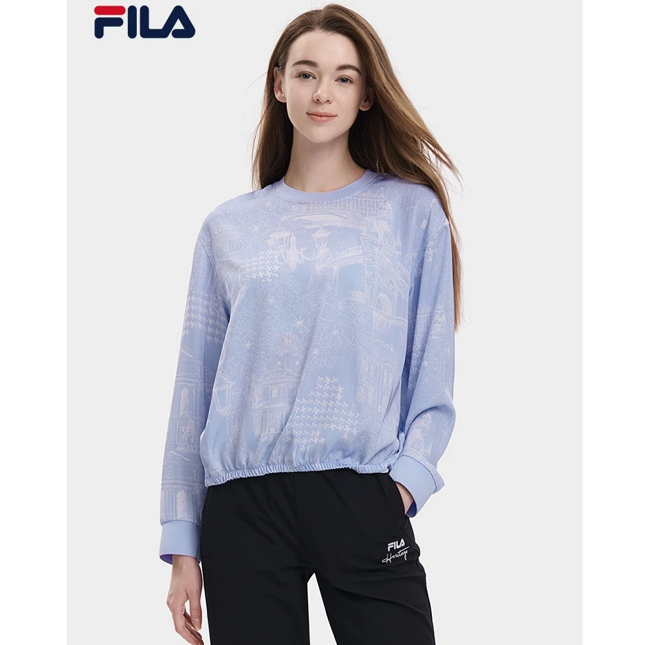 Fila/斐乐秋新款时尚休闲满印套头梭织上衣长袖外套女F11W338705