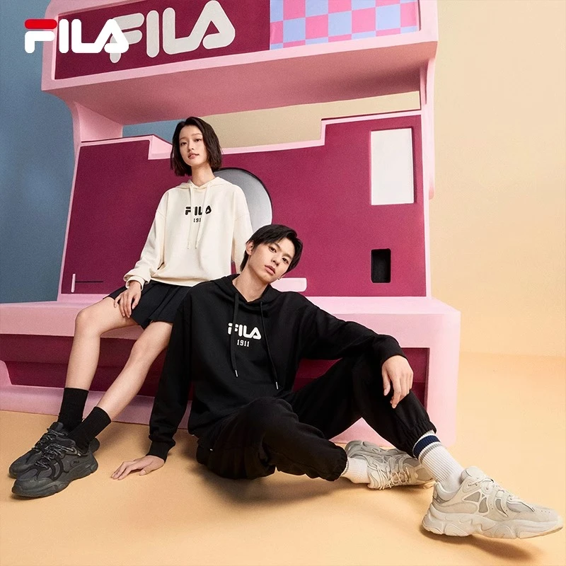 Fila/斐乐情侣卫衣2025秋款连帽宽松纯棉针织运动上衣 F11U439201