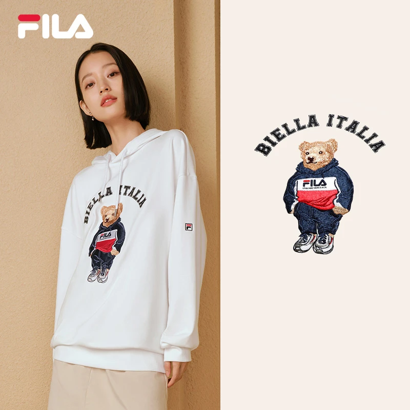 Fila/斐乐卫衣运动男女秋季宽松潮流情侣连帽刺绣小熊F51M239299