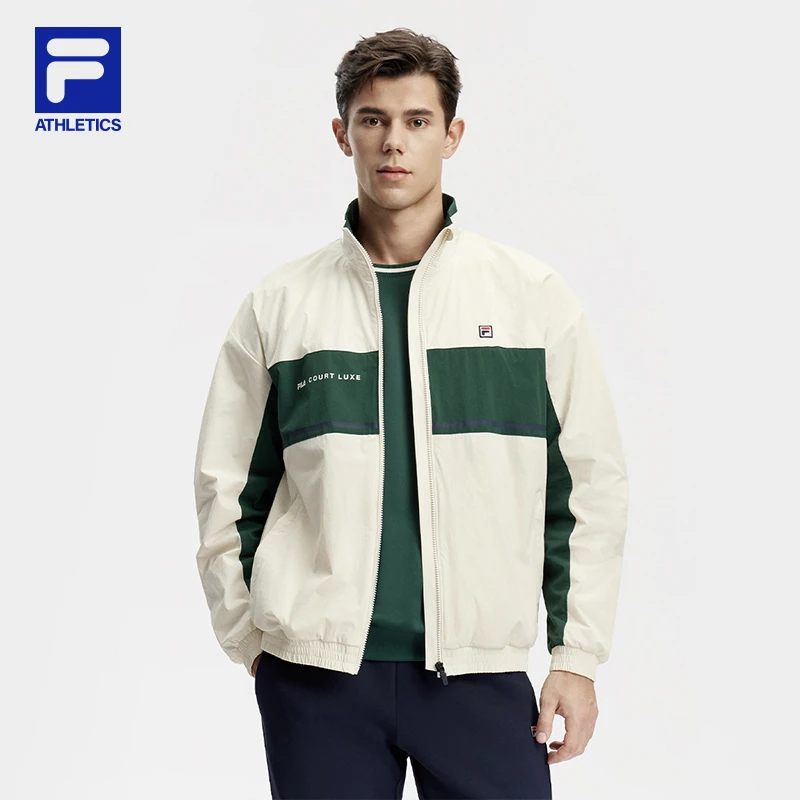 Fila/斐乐男士时尚宽松潮流休闲秋冬拼接外套运动百搭 A11M413704