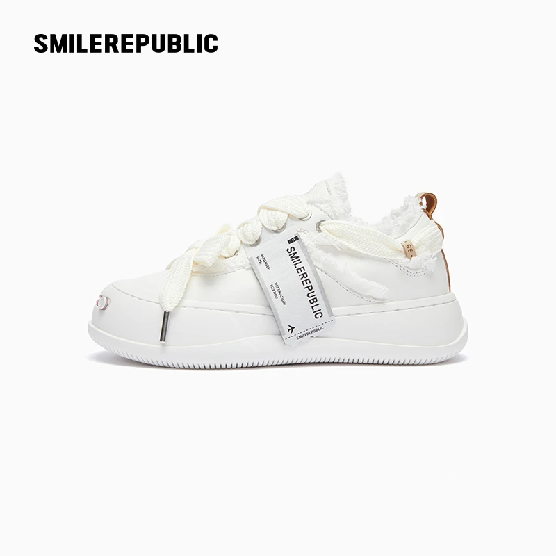 【1元抽签】smilerepublic 奶油色低帮可替换开口笑厚底鞋