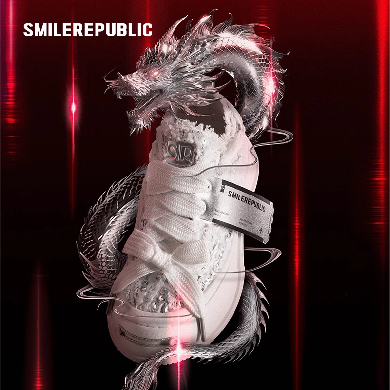 SR银色鳞片低帮可替换开口笑厚底鞋-龙年限定男女潮流百搭休闲