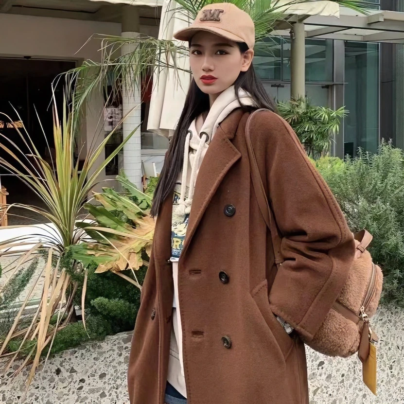 全新未使用  MaxMara101801 Madame经典羊毛羊绒毛呢 焦糖色 大衣