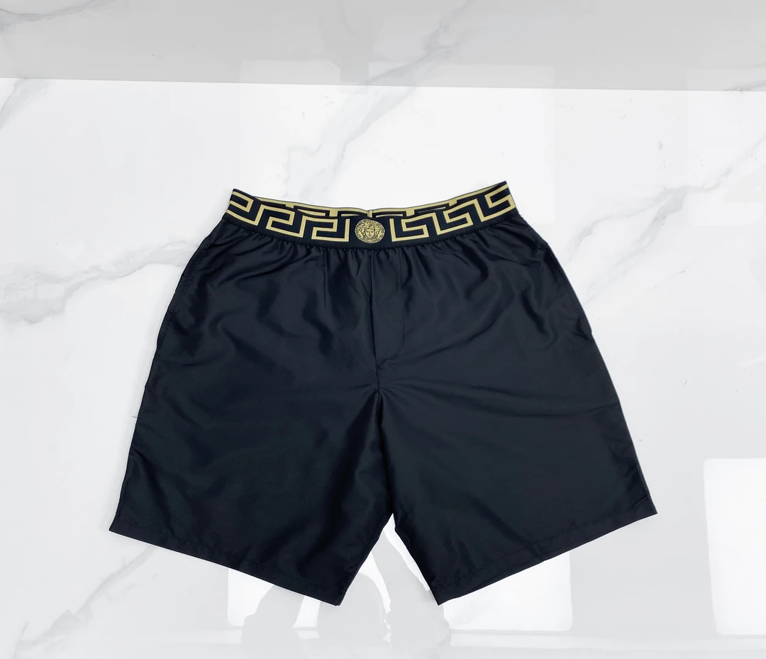 全新未使用 VERSACE/范思哲 25新款腰部logo宫格印花短裤黑色百搭