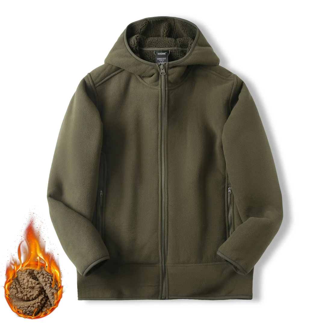 春秋款加厚加绒抗静电男女情侣休闲户外摇粒绒保暖冬季双面绒连帽