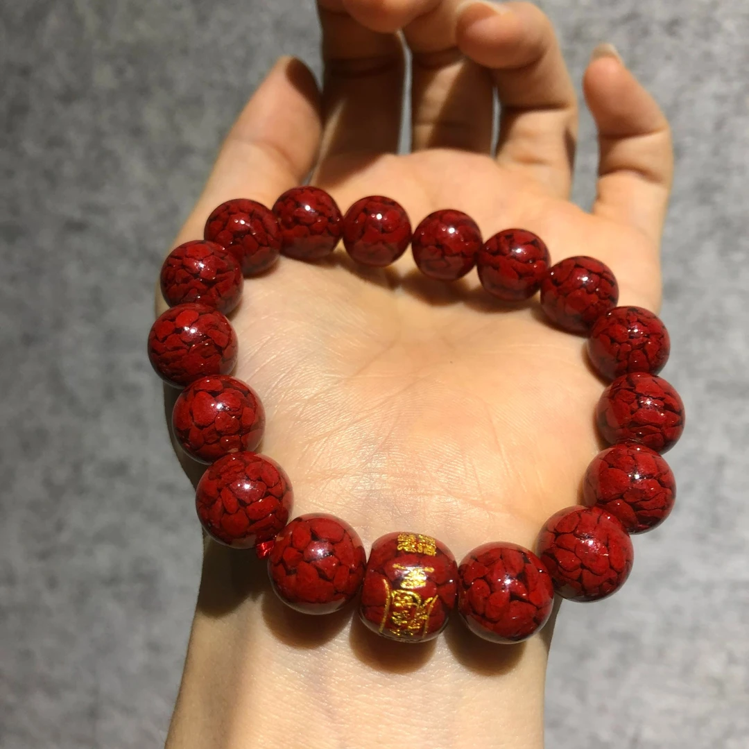 天然辰砂朱砂五雷号令手串尺寸约k12mm（多样性发一件-510
