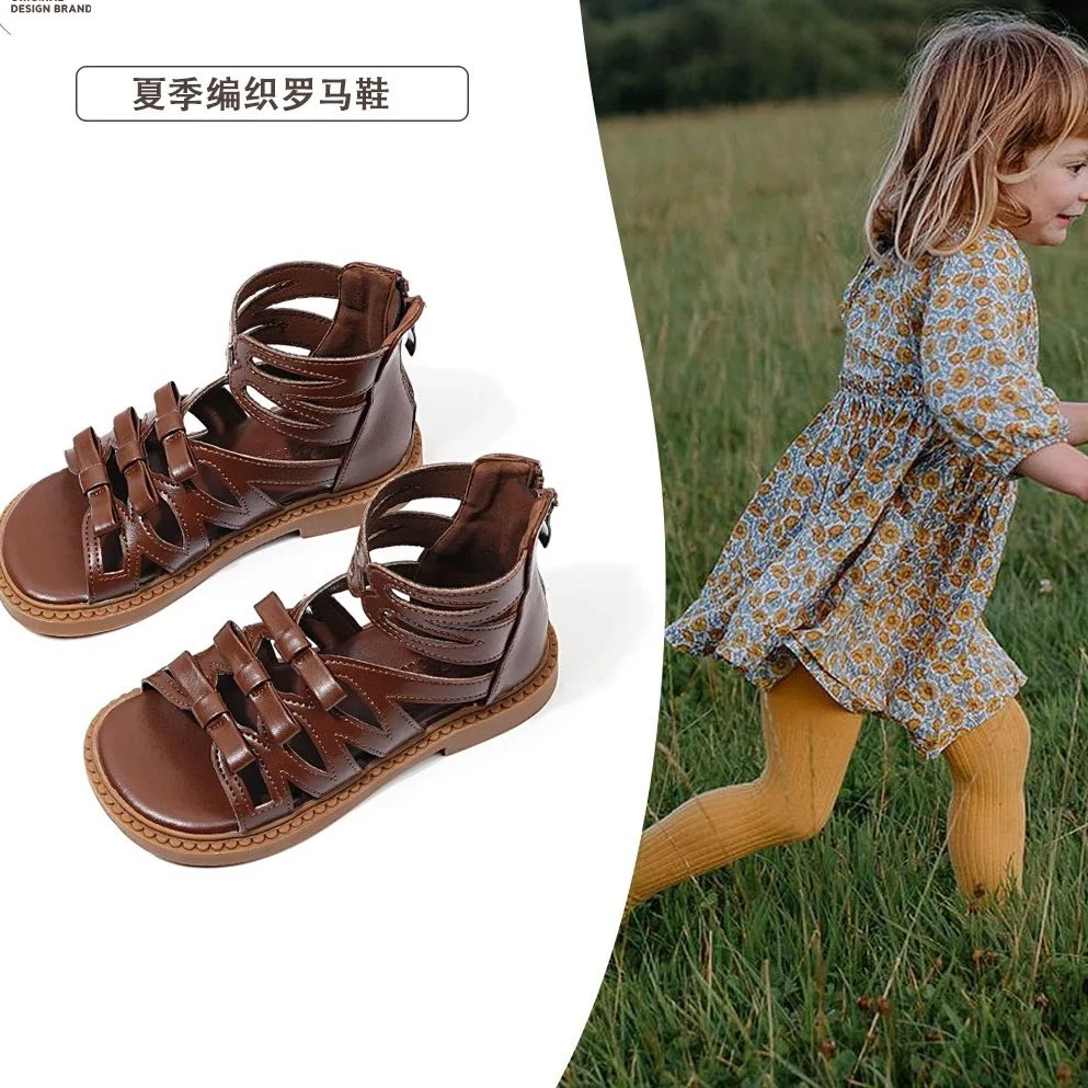 【罗马编织26-33码】3227 女童罗马凉鞋夏季新款女孩高帮公主鞋软底