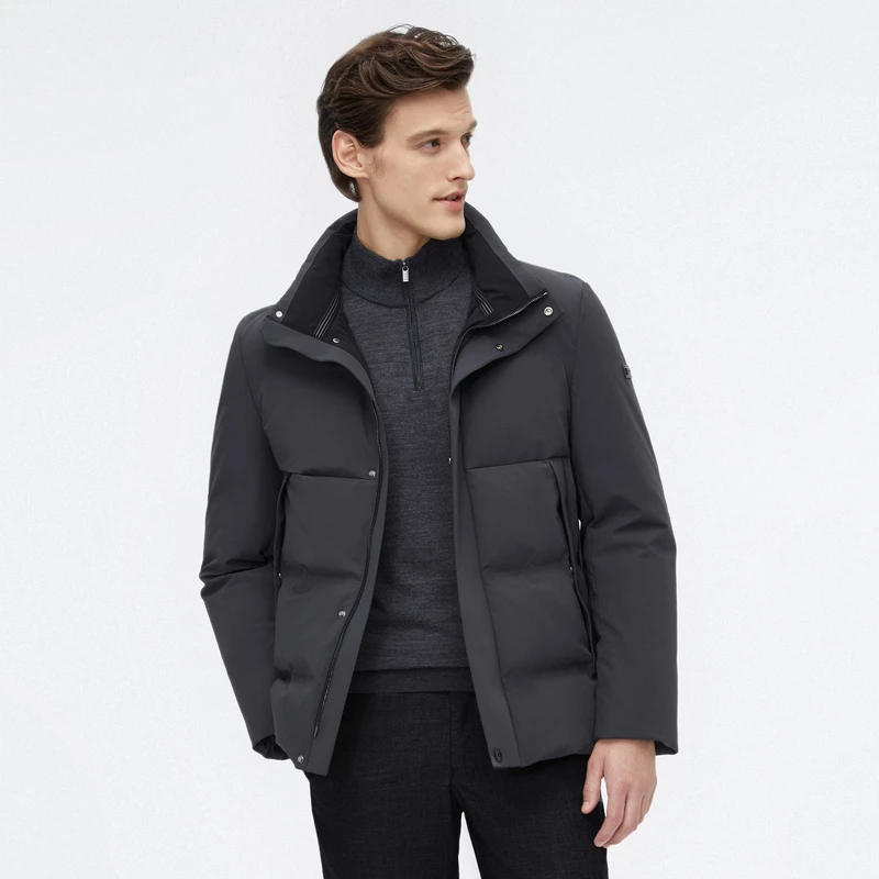 波司登新款冬季商务休闲立领短款鹅绒面包服保暖羽绒服B20144123