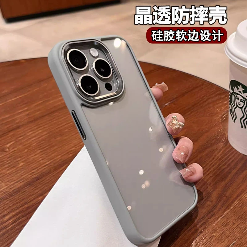 金属镜头框苹果15promax钛灰色手机壳防摔iPhone14高级感13全包12