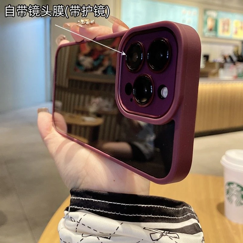 梅子红金属全包镜头苹果14pro手机壳新款镜头膜iPhone13保护套12