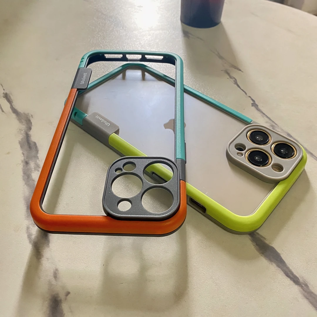 透气镂空苹果14promax散热边框手机壳iPhone13防摔12保护套11撞色