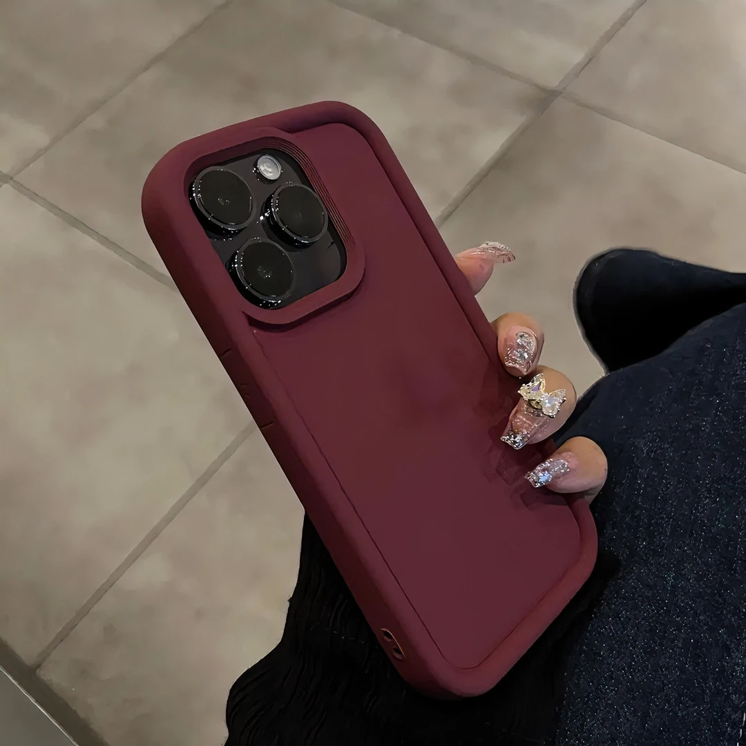 多巴胺奶油简约纯色带标苹果13手机壳iPhone14promax肤感12防摔11