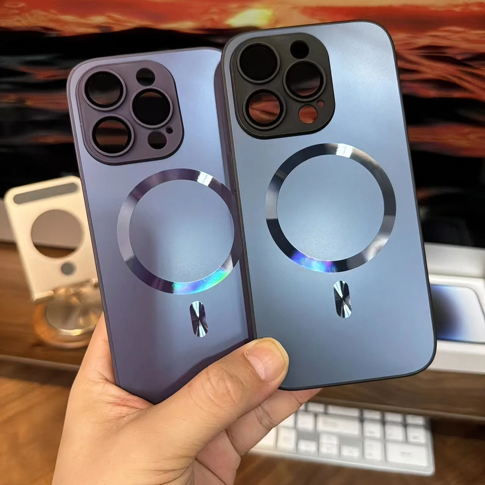 高端AG磨砂磁吸适用于苹果14promax手机壳iPhone13/12/11全包防摔