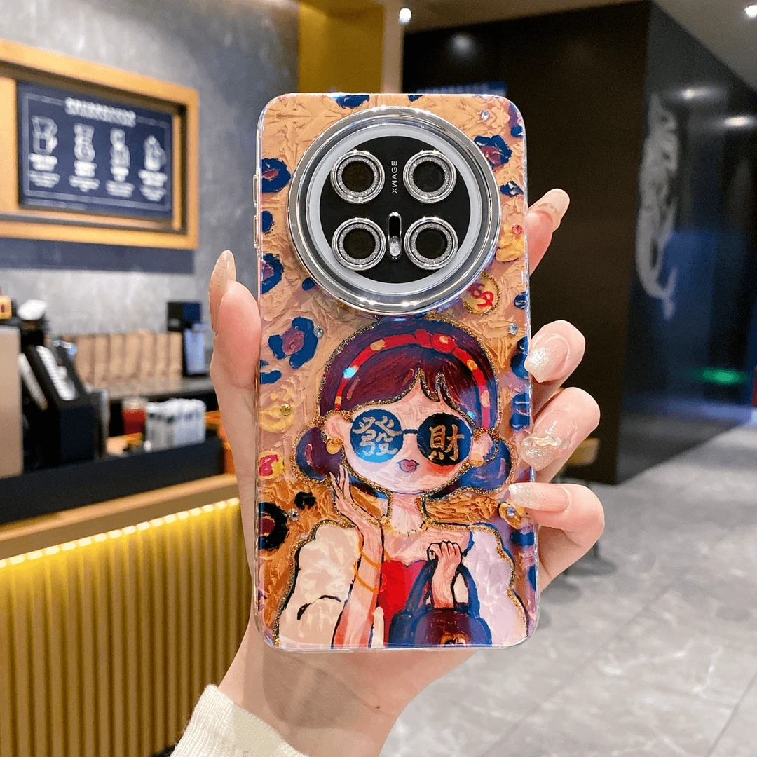个性豹纹发财富婆女孩适用华为mate70手机壳mate70pro全包保护套