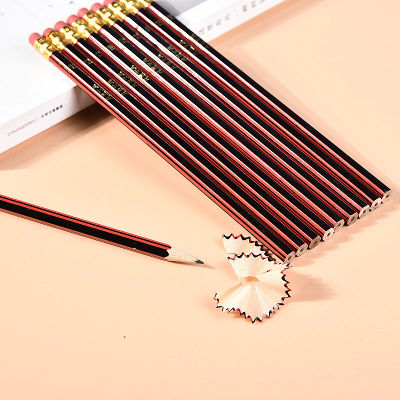 HB木质铅笔12支盒装儿童涂鸦绘画写字橡皮擦皮头学习文具