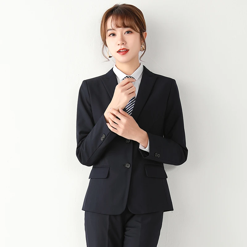 小西装外套女秋冬二扣休闲职业西服大学生面试正装移动银行工作服