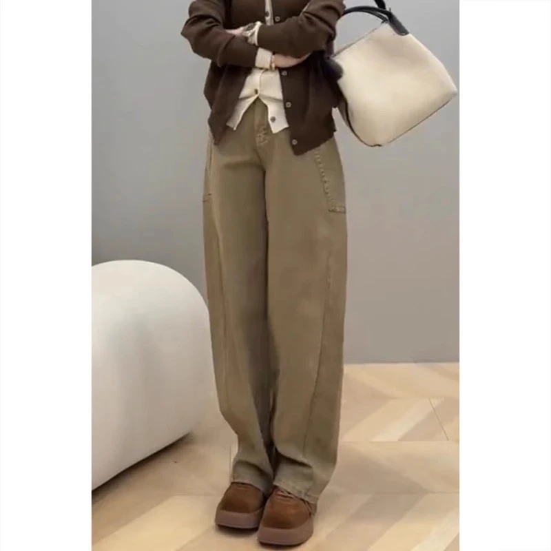 2024流行牛仔阔腿裤子爆款秋季新款洋气时髦小个子显瘦窄版直筒裤