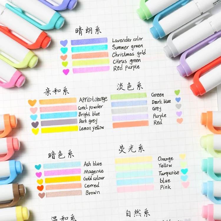 【斑马ZEBRS荧光笔】斑马荧光色笔WKT7淡色双头荧光标记笔学生用