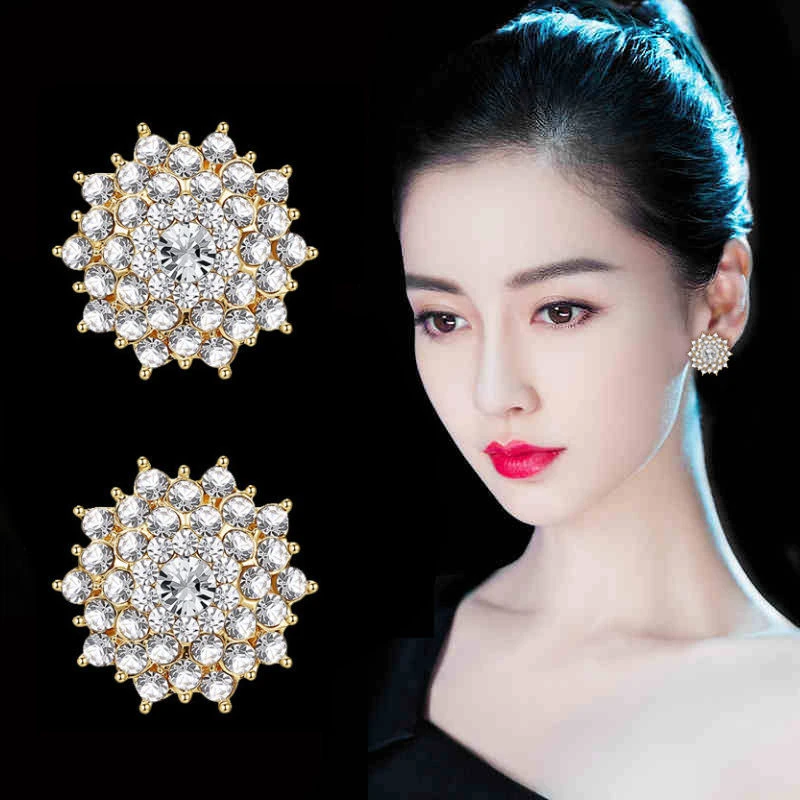 2023气质新娘结婚耳环女925银针耳钉韩国简约雪花夸张大耳坠耳饰