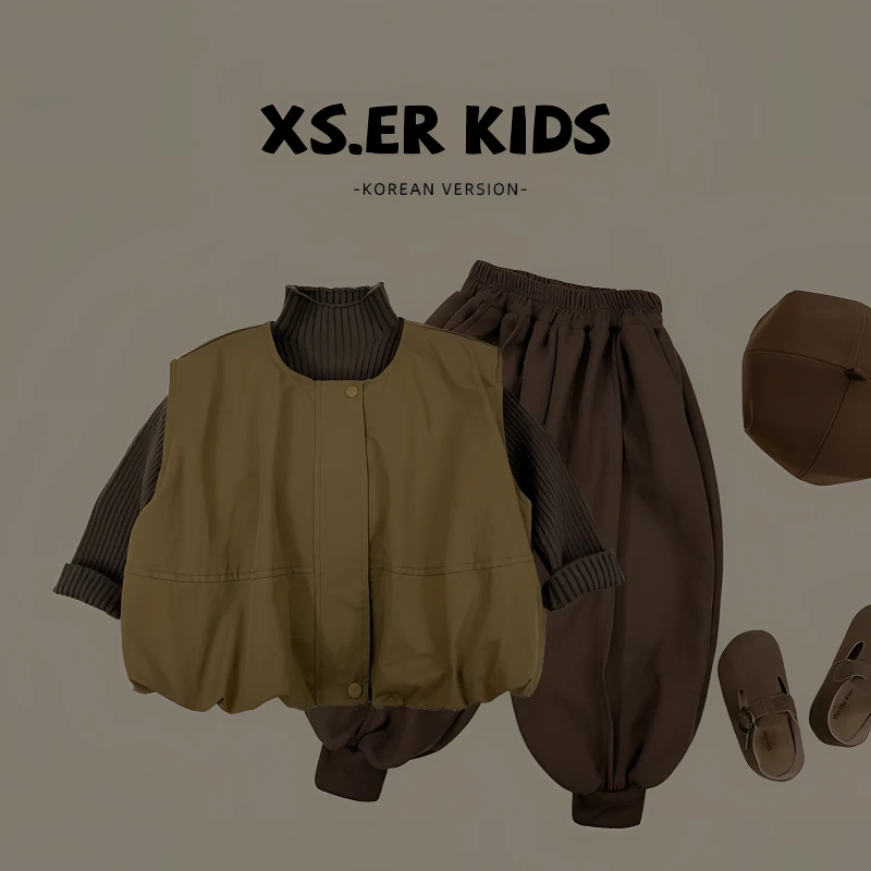 男女童时尚韩版洋气三件套文艺休闲套装潮2025春秋季新款复古森系