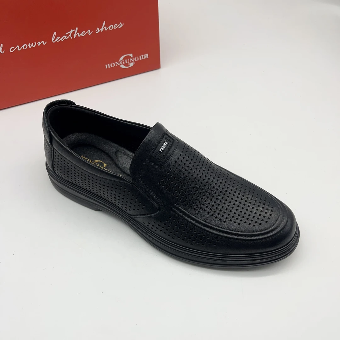 红冠男鞋凉鞋打孔单鞋一脚蹬38301商务休闲男式凉鞋