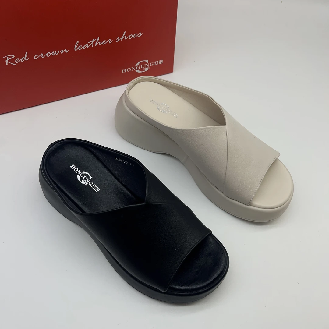 红冠凉鞋夏季外穿厚底凉拖鞋露趾简约36902