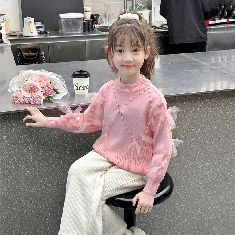儿童毛衣女孩秋冬款2023新款女孩冬季加厚打底衫大童韩版洋气上衣