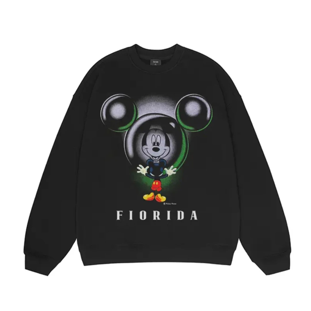 {重磅加绒卫衣}可爱米奇卡通美式复古圆领卫衣男女加绒卫衣A1651