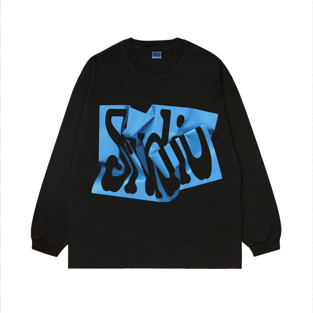 Young Guns 【折叠字母】超火ins重磅长袖宽松街头休闲圆领印花A738