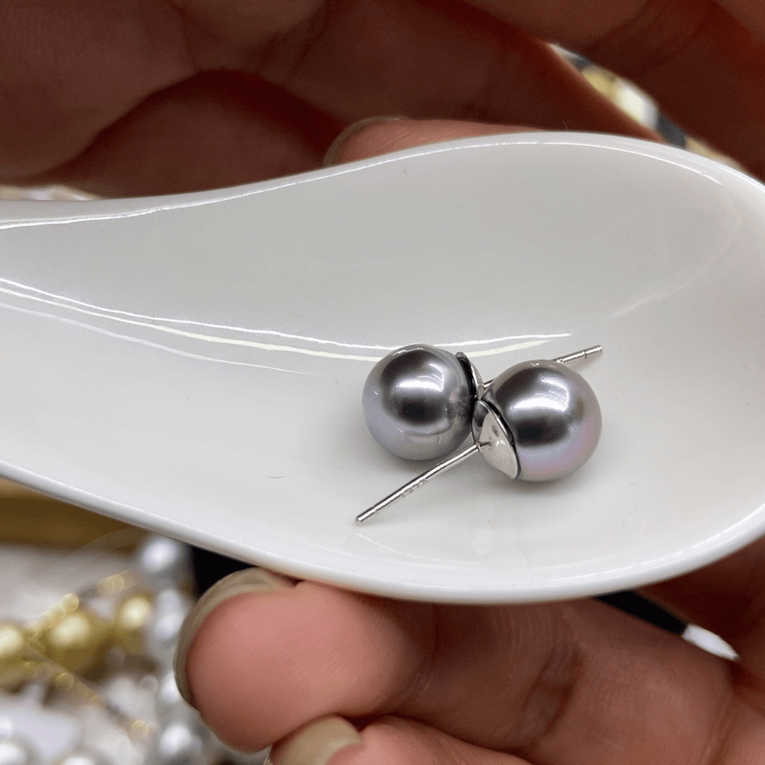 海水珍珠耳饰银S925镶嵌