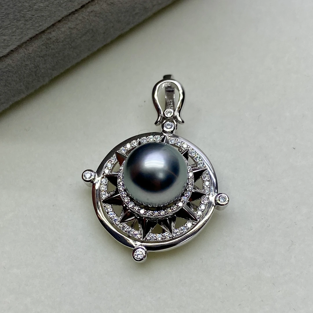 琪心海水大溪地黑珍珠罗盘吊坠