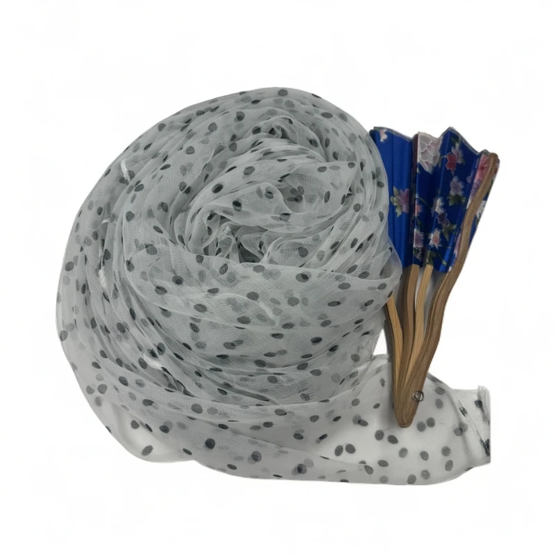 【白底黑点】桑蚕丝夏季女士薄款春秋洋气潮流时尚优雅气质长款丝巾