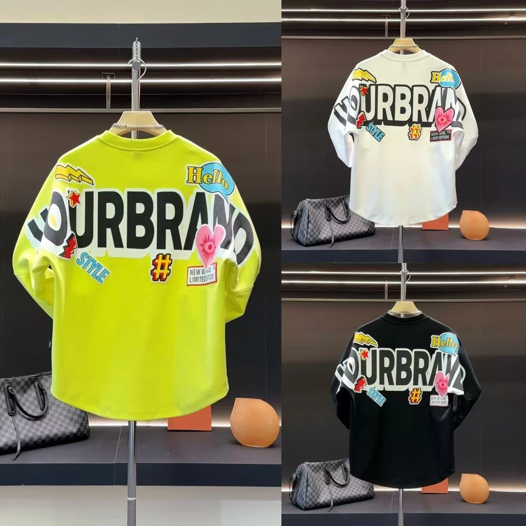 青春活力百搭时尚宽松字母印花撞色设计男士秋季新款长袖圆领卫衣