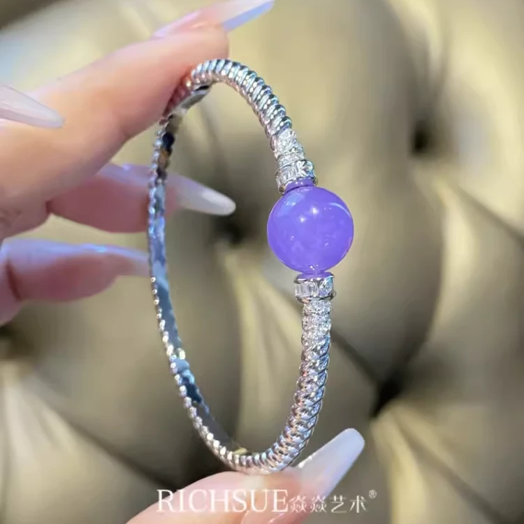 非金属合成锆石手镯 RICHSUE 设计款紫色手镯s925 均码17-18可戴