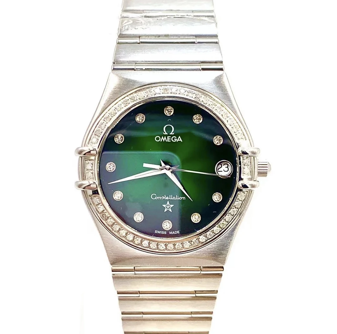 95新 Omega/欧米茄 /星座系列/33.5表径/后钻/后绿盘/精钢/石英/
