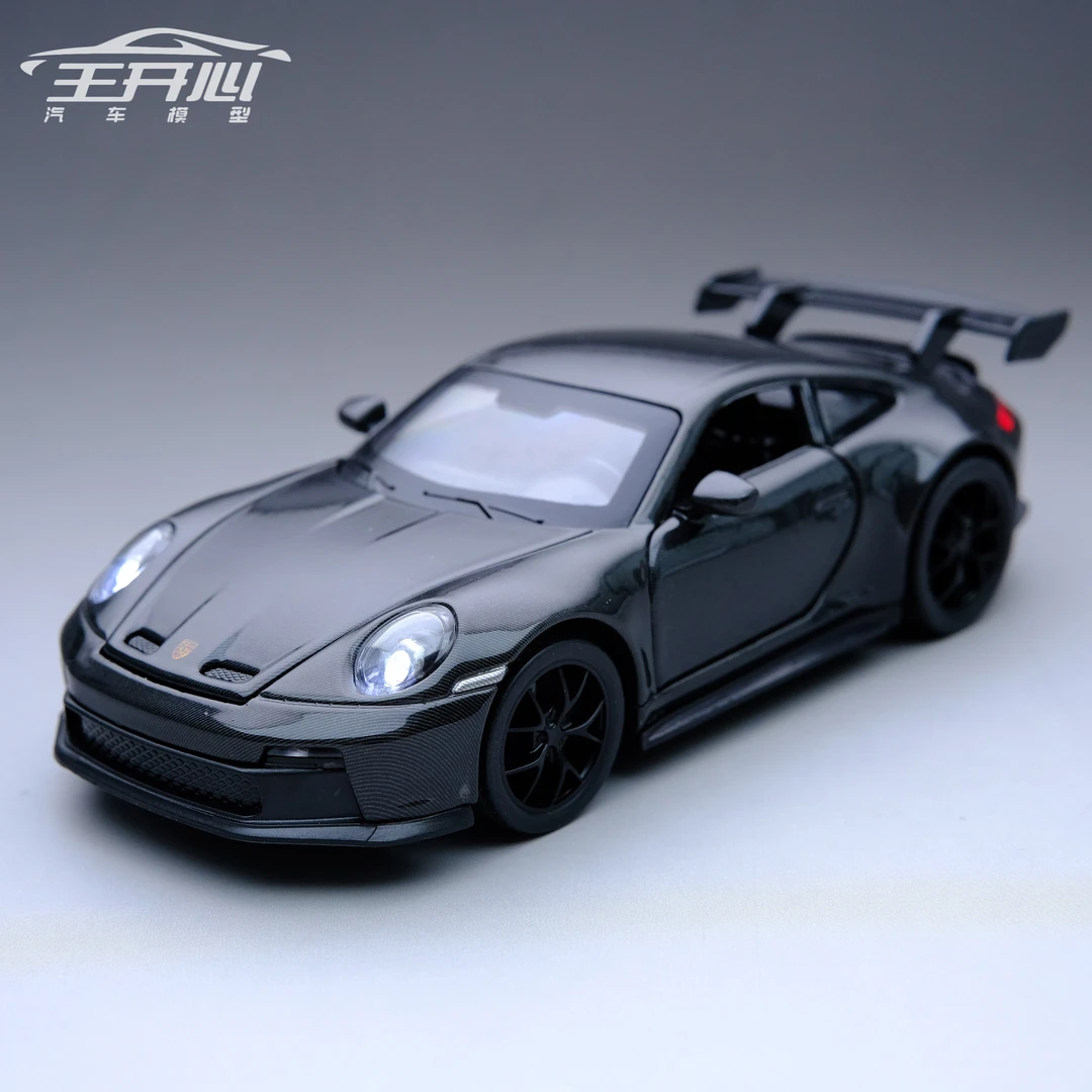 保时捷911 GT3 黑色 碳纤维  合金全开 汽车模型   炫酷跑车