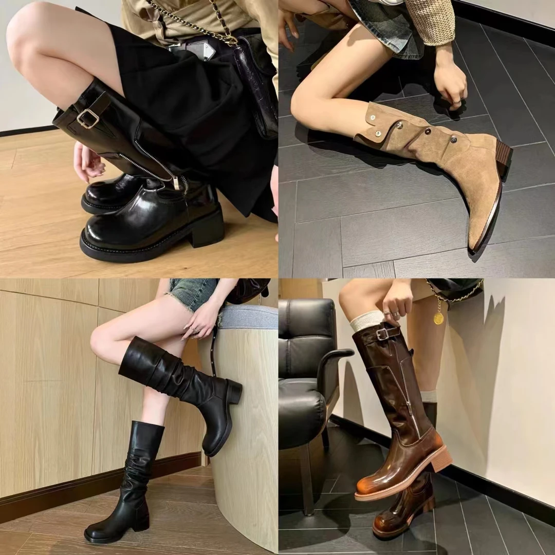 【胖老板】秋冬流行百搭休闲新款时尚设计师款lins长靴