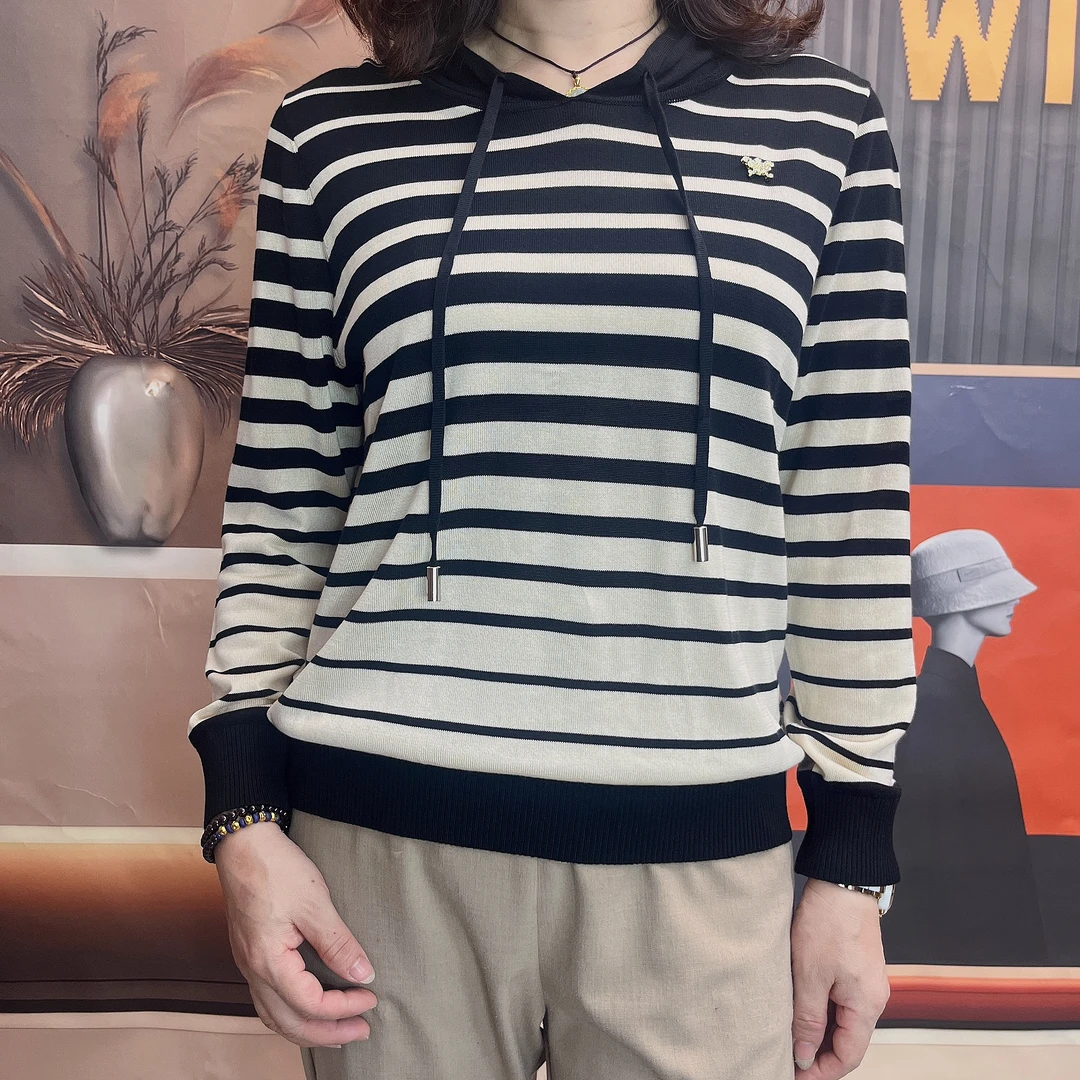 112 【莱赛尔天丝】秋冬季新款连帽针织上衣女装长袖气质上衣