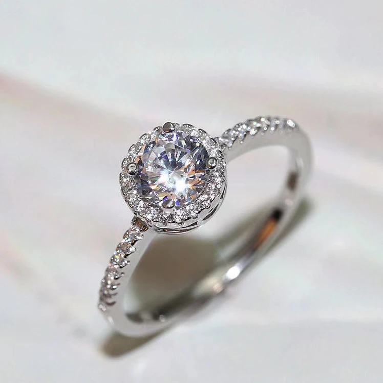 铜合金莫桑石戒指 新款时尚摩天轮戒指可调节镶嵌经典女款