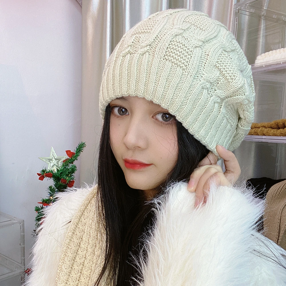 蚊子女秋冬天韩版潮学生帽护耳毛线帽甜美简约针织帽时尚保暖帽子