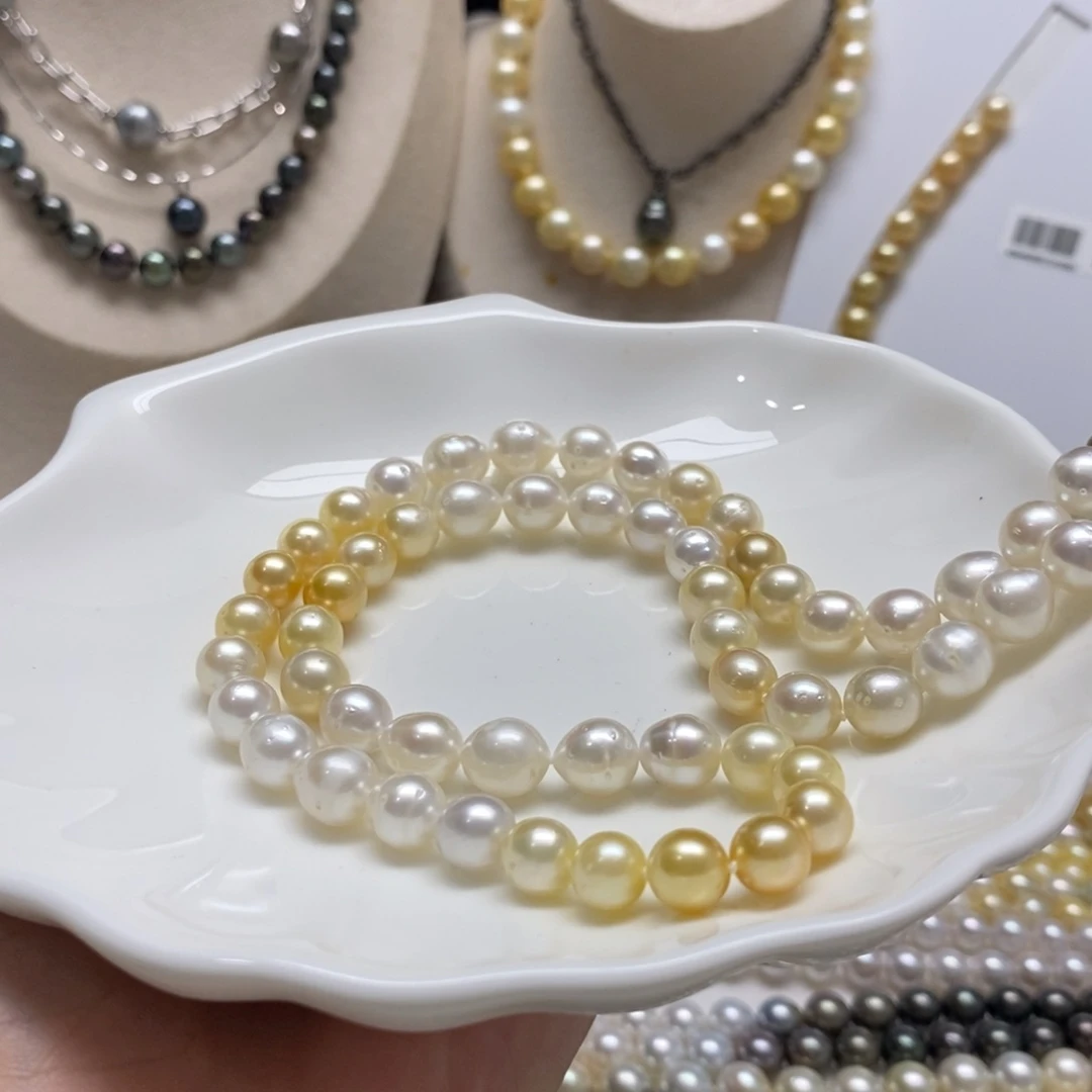 海水珍珠毛衣链银S925镶嵌