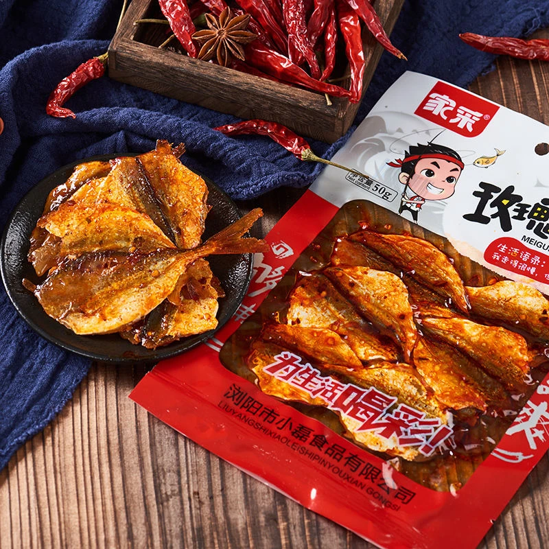 玫瑰多味鱼片即食熟食小吃香辣小鱼干麻辣油炸片片鱼湖南特产零食