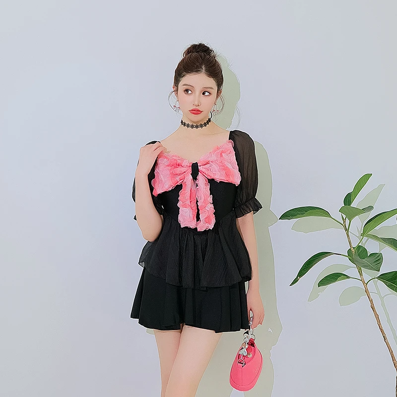 【蝴蝶结】24年可爱性感大码纯欲连体裙式泳衣遮肉遮肚显瘦温泉