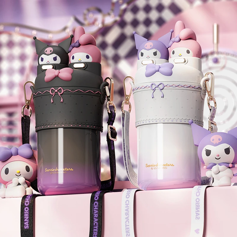 库洛米保温杯儿童双饮杯上学专用女孩吸管杯316食品级小学生水壶