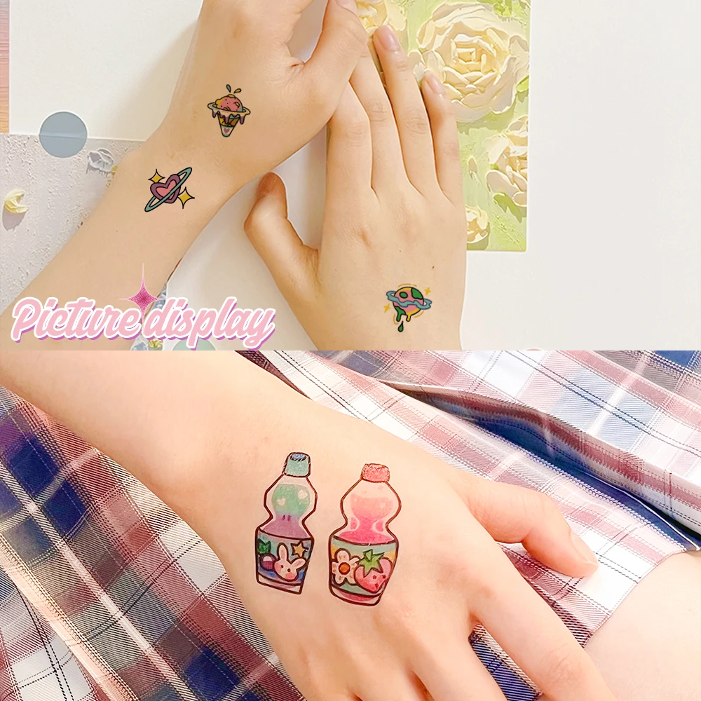 幻想拼接组合 彩色可爱小图纹身贴纸防水持久维持
