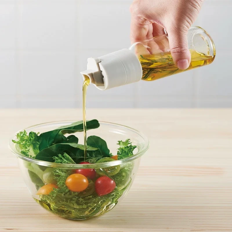 日本家用一键式玻璃油壶油醋调料瓶