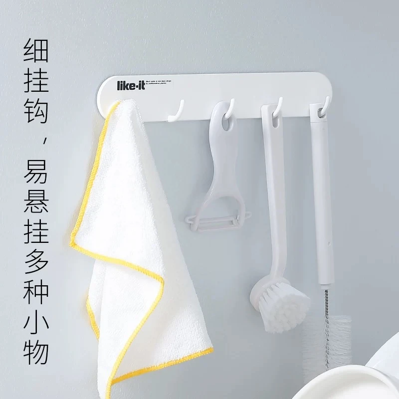 日本进口 like-it 免打孔磁吸5连挂钩
