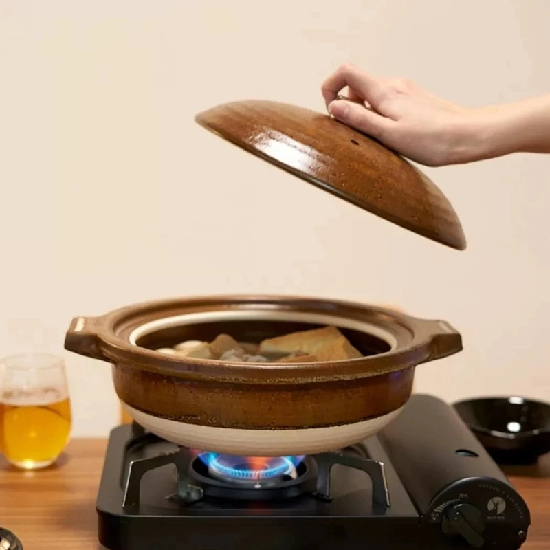 日本进口 信乐烧 复古粗陶耐高温汤锅焖饭锅