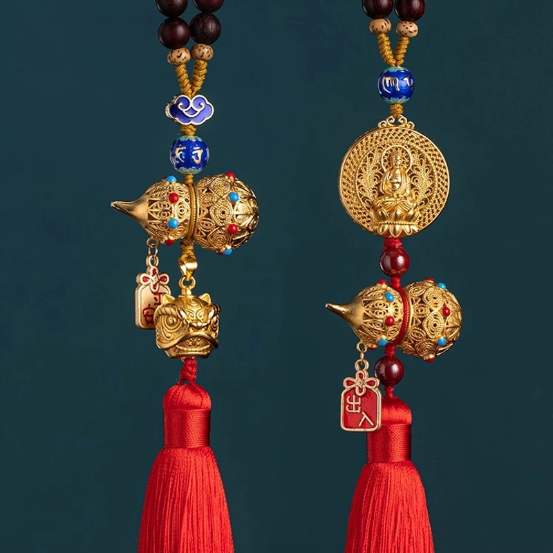 汽车挂件黄铜葫芦佛系平安符创意后视镜车内饰品吊坠男女护路高级