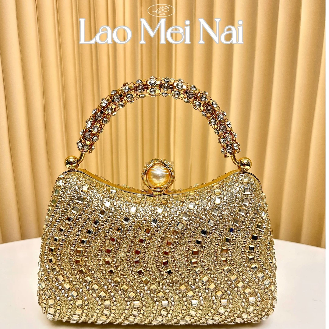 【SL】新款重工定制款满钻手工包名媛时尚百搭气质高奢单肩包斜挎包